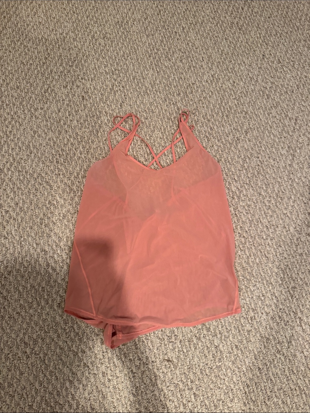 lululemon athletica Coral Pink Sheer Strappy Camisole